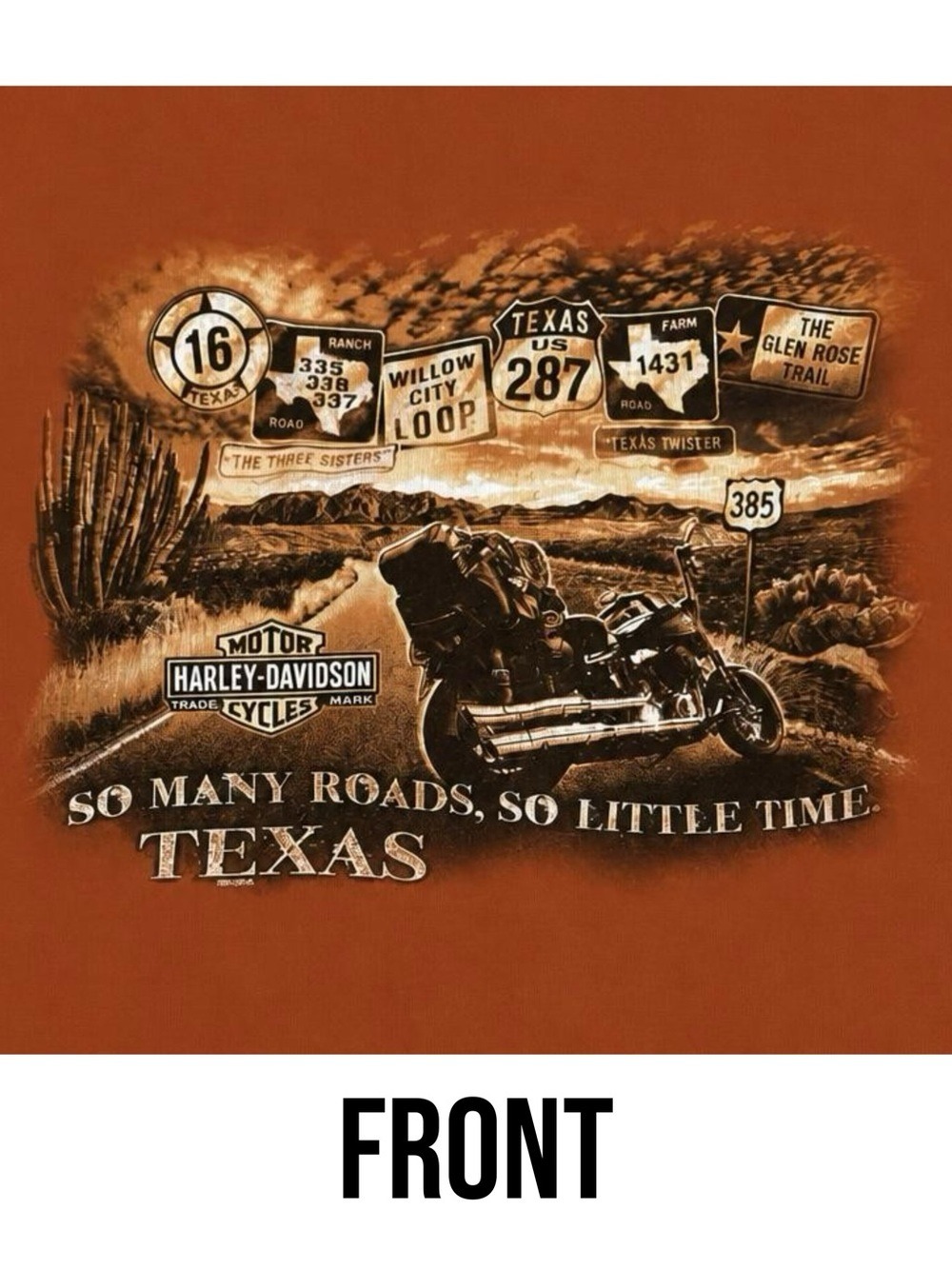 Authentic Harley-Davidson Unisex Burt Orange Texas Road Graphic Short Sleeve Tee - Picture 8 of 15